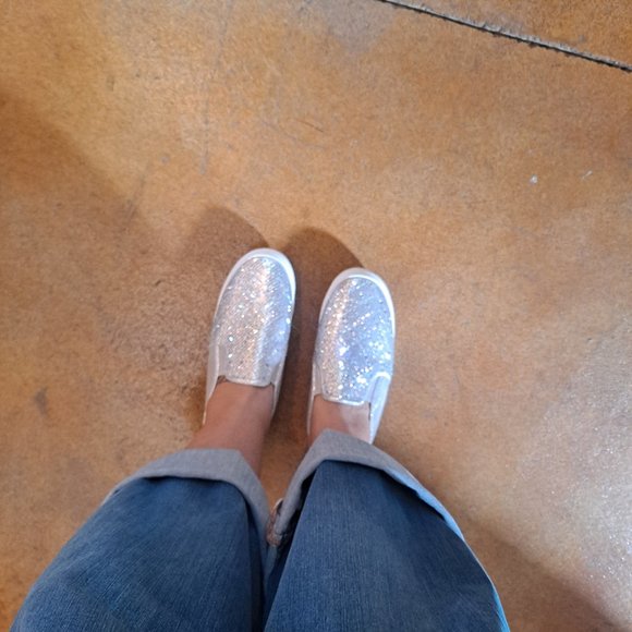 Women's Silver Sequin Bling Slip on Shoe - Picture 2 of 5